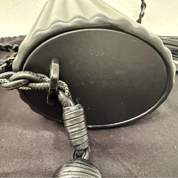 RARE SAINT LAURENT YSL Black Plexiglass Opyum Box Leather Silver Fringe Handbag - Picture 10 of 12